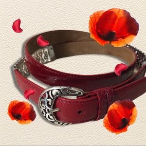 Brighton Red leather belt with silver links